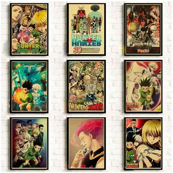 Klasikinis Japonų Anime Hunter x Hunter Anime Plakatas Derliaus Tapybos Sienos Meno Nuotrauka už Kambarį, Namų Dekoro Retro Sienos Lipdukai