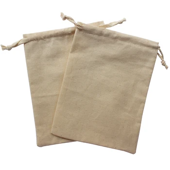 140g/m2 medvilnės audinio (50pcs/lot) Aplinkos kremas raišteliu medvilnės dovana wrap maišelis maišelis cutomize logotipas ir dydis