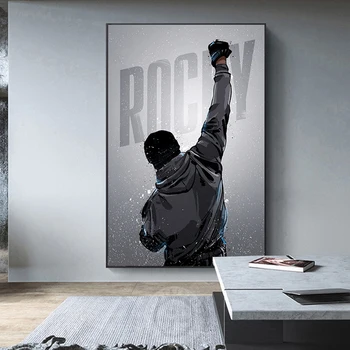 Rocky Balboa Bokso Tapybos Drobės Spausdina Motyvacija Plakatai Juoda Balta Siena paveiksl Gyvenimo kabinetas Namų Dekoro