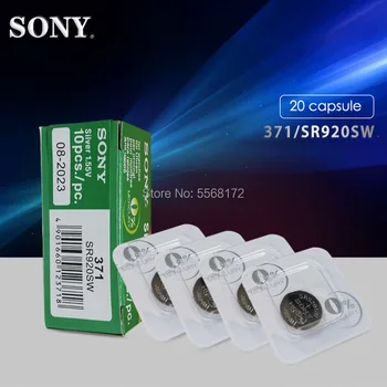 20pcs Sony Originalus 371 SR920SW 920 LR920 AG6 LR920 LR69 171 1.55 V Bendrosios grūdų pakavimo Sidabro Oksido Baterija Žiūrėti