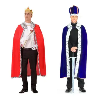 120cm Helovinas Royal Pliušinis Aksomo Karalienė King Deluxe Žaliojo Apsiaustu Fancy Dress Kostiumai, Skeptras Karnavalas Cosplay Suaugusiems Vaikams