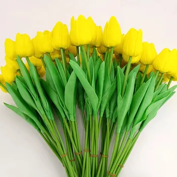 5VNT 30cm Tulpių Dirbtinių Gėlių Nekilnojamojo Touch Dirbtinių Puokščių PU Netikrą Gėlių Valentino Diena Vestuvės Kambario Apdaila