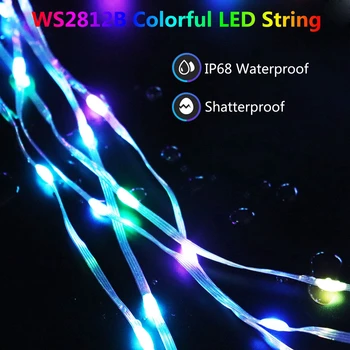 WS2812B SK6812 RGB LED String Žibintai Adresuojamo Individualiai IC Svajonių Spalva Kalėdinė Dekoracija LED Modulis USB Valdiklio DC5V