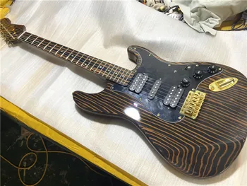 Custom Zebra redakcija medienos 6 styginiai elektrinė gitara aukso priedai vieną kokteilį galima pritaikyti nemokamas pristatymas