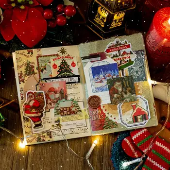Ponas Knyga 6 Stilius 30 Vnt./knygos Retro Kalėdų Lipdukas Knygos Animacinis Briedis Santa užrašų knygelė Apdailos Lipdukai, Kanceliarinės prekės
