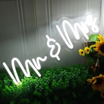 Gerb. Ponia LED Neon Light Pasirašyti Pritemdomi Vestuvių Šviesinis Ženklas Su Skaidri Akrilo Pagrindo Vestuves Miegamojo Puošimas
