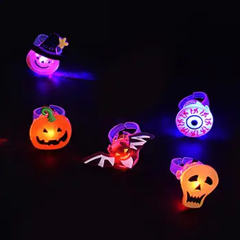 50Pcs Helovinas Šviesos Žiedų LED Blykste Piršto Žiedai Šviesiai Moliūgų Žiedas papuošalai Kalėdų Šalių Rekvizitai Vaikams Dovanų Mažas Žaislas