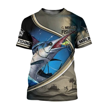 Vyrų ir Moterų Giliai Jūros Žvejybos T-shirt Žvejybos 3D Spausdinimo Šiuolaikinės Mados Dizaino Paplūdimio Laisvalaikio Stiliaus Apvalios Kaklo marškinėliai 2021