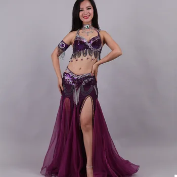 5-piece set naujų suaugusiųjų pilvo šokio spektaklis atitiktų flanelė padalinta sijonas rytietiško šokio spektaklis kostiumas