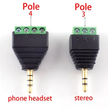 3.5 mm 3 Polių 4 Polių kištukinė Jungtis Terminalo 3pin 4pin Audio AUX ausinių adapteris, Ausinių Lizdas, Stereo Plug Solderless 