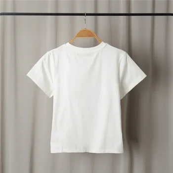 Moterys Slim Fit White T-shirt Mielas Animacinių filmų Ponis Spausdinti Trumpas Rankovės Ruožas O-kaklo Sutrumpintas T-Shirt Vasaros 2022 metų Moteris Tees