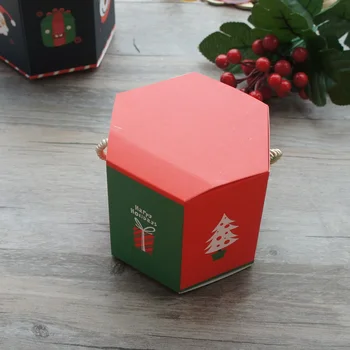 12pcs Korio Formos Kalėdų Popieriaus Dėžutėje su Rankena Saldainių Dėžutė Saldainių Žvakė Sausainių Saldainiai Mažai Dovanų Paketą Partija Pasisako Dekoras
