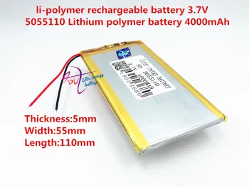 3,7 V ličio polimerų baterija 4000 mah didelės talpos PDA tablet PC VIDURIO 5055110