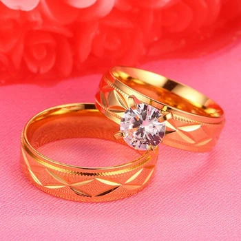 Aukso Spalvos Aljanso Žiedas Kokybės Nerūdijančio Plieno Kubinis Cirkonis Vestuvių Vestuvinis Žiedas Vyrų ir Moterų Meilės Žiedas