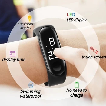 Atsparus vandeniui Naujus LED Watch Mados Studentų Pora Laisvalaikio Sporto Touch Elektroninę Apyrankę Žiūrėti Fitneso Spalvos Silikoninė Apyrankė