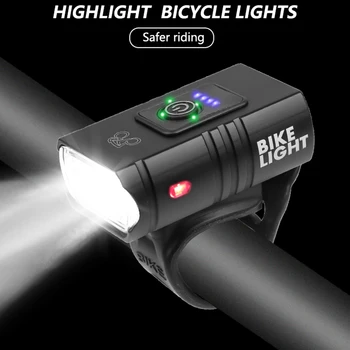T6 LED Dviračio Žibintas 10W 800LM USB Įkrovimo Galios Ekranas MTB Kalnų Keliais Dviračio Priekinį Žibintą Žibintuvėlis Dviračių sporto Įranga