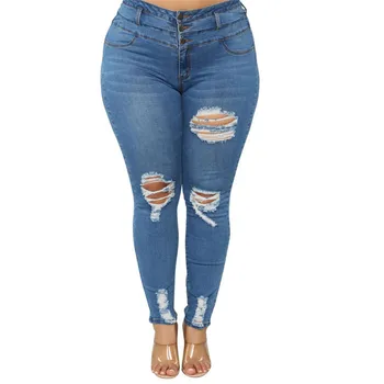 Plius dydis džinsai moterims aukšto juosmens kankina liesas džinsus mados atsitiktinis džinsinis pieštuko kelnes L-5XL moterų drabužių lašas laivybos