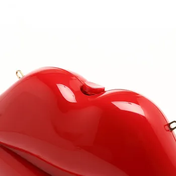 Tendencija asmenybės raudonų lūpų mados krepšys akrilo vakarienę ponios pečių maišą sankabos krepšys