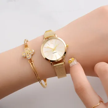 Laikrodžiai Moterims Mados Atsitiktinis Kvarco Žiūrėti Moterų Paprasta Maži, Aukso Akių Band Apyrankę Laikrodžius Relogio Masculino