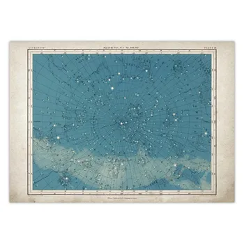 Žvaigždžių Meno Derliaus Astronomijos Plakatas Žvaigždynų Sienos Menas, Antikvariniai Žemėlapis Žvaigždžių Šiaurės Pietų Ašigalio Dangaus Žvaigždė Diagramos Dangaus Spausdinti