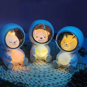 NAUJŲ Kūrybinių Galaxy Globėjas Naktį LED Šviesos Mielas Pet Mėnulis Astronautas Lempos Astronautas Miegamojo Dekoratyviniais Kūdikiams, Vaikams, Žaislų, Dovanų