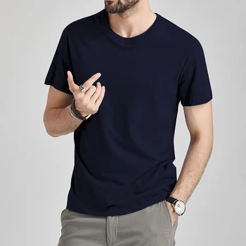 Vyriški ilgomis rankovėmis marškinėliai medvilnė, drabužis trumpas lyguma lyguma pagrindinio minkštas slim fit grynas ruduo