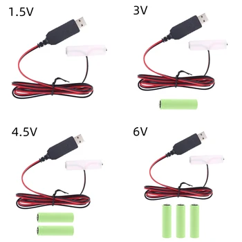 LR6 AA Baterijos Eliminator USB Maitinimo Kabelis Pakeisti 1-4pcs 1,5 V AA Baterija Radijo Elektros Žaislas Laikrodis LED Juostos