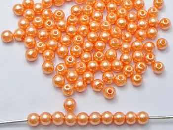 500 Vnt 6mm Plastiko Dirbtiniais Pearl Apvalūs Karoliukai Šviesiai Oranžinė Perlų Imitacija