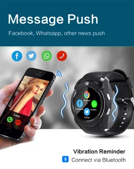 V8 Smartwatch vyrų, moterų sporto vandeniui fitneso pedometer laikrodis su SIM Kortele Android Prisijungti Whatsapp 