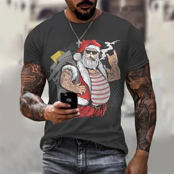 2022 Santa Cool T-Shirt Kalėdų 3D Spausdinimo Vyrų Tendencija Streetwear Juokinga Santa Claus Viršuje Harajuku Vaikų Kalėdų Dovana T-Shirt