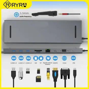 RYRA 10 1 Plėtimosi Dock USB 3.0 Hub Didelės Spartos Splitter Adapteriu, Daugiafunkcinis Tipas, C, Pastatymo Stočių Suderinama RJ45 VGA