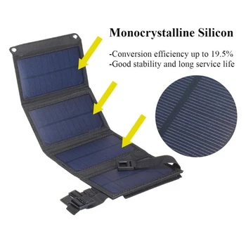 30W Lauko Sunpower Sulankstomas Saulės Skydelis Ląstelių 5V USB Nešiojami Saulės Kroviklis, skirtas Mobilusis Telefonas, Kelionės, Kempingas Žygis