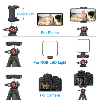 SH DSLR Fotoaparatas Išmaniojo telefono Turėtojas Vlog Trikojo Lankstus Trikojis su Reguliuojamu Ballhead Šalto Batų LED Šviesos Mikrofonas