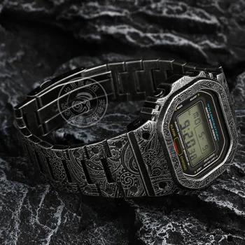 316L Nerūdijančio Derliaus graviravimas modelis Casio G-Shock DW-5600 DW5610 GMW-B5000 Bezel Dirželis Rėmo Watchband Metalo Atveju diržas