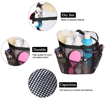 Nešiojamų akių paplūdimio krepšys maudymosi plaukimo vonios krepšys 8-kišenėje akių saugojimo krepšys skaidrus kelionės tualetinis krepšys