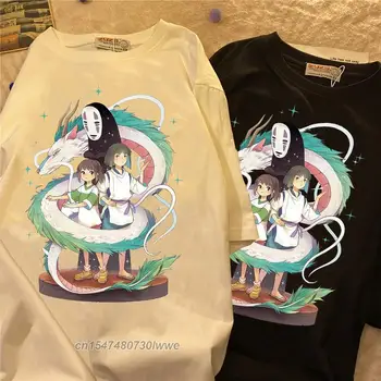 Spirited Away Anime Marškinėliai Kawaii Drabužiai Plius Dydis Vyrų/Moterų Studio Ghibli Totoro Miyazaki Grafinis T Marškinėliai Negabaritinių Marškinėliai