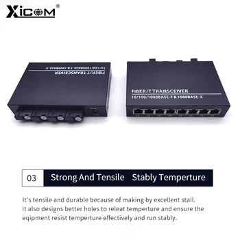 1 Vnt Pluošto Media Converter Gigabit Ethernet Switch Transiveris SC Singlemode 20KM 1000M 4 Pluošto Uosto, 8 RJ45 Port Simplex/Duplex