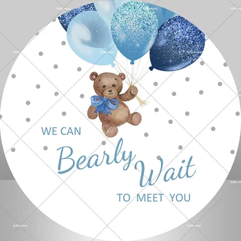 Mes Galime Bearly Palaukti, Baby Shower Turas Fonas Berniukas Gimtadienio Dekoracijas, Mėlynos Balionų Reklama Fotografijos Fone