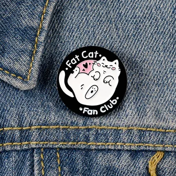 Fat Cat Animacinių Filmų Cute Kačių Emalio Lydinio Sagė Kuprinė Atvartas Marškinėliai Fat Cat Studentų Sagė Atvartas Smeigtukai