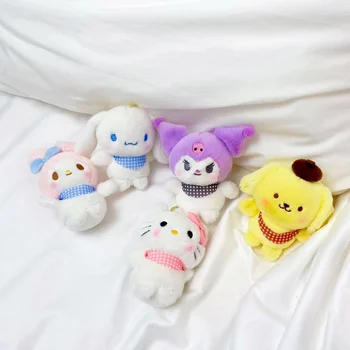 Animacinių filmų Sanrio Pompom Purin Pliušinis Lėlės 12cm Hello Kitty Melodija Cinnamoroll Iškamšos Lėlės Kuprinė Ornamentu Vaikams Dovanos