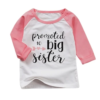 Bamblys Mergaičių Marškinėliai Skatinama Big Sister Raidžių Spausdinti Vaikams Ilgomis Rankovėmis Viršūnes 2021