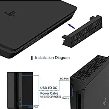 Už PS4 Slim Konsolės Aušintuvas Gerbėjai USB Išorinį 3 Ventiliatoriai Turbo Temperatūra Aušinimo USB Laidas, Skirtas playstation 4 Slim Žaidimų Konsolę