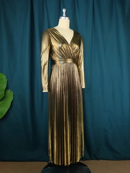 Vakaro Suknelės Rudenį 2023 Naujas Elegantiškas, Ilgas, Klostuotas Flowy Suknelė Prabanga Metallic Mirguliavimas Backless Tinka Blyksnius Prom Šaliai, Skraistės Femme