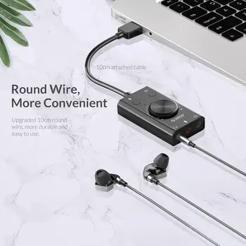 ORICO Išorinė USB Garso plokštė, Mikrofonas, Ausinės, Audio 3.5 mm Jack 3 Port Išvesties Adapteris Garsas Reguliuojamas 