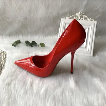 TOMONYE raudona patentų nurodė keista specialus plonas kulnas moterų panele, mergina, naktinis klubas seksualus kulno batų siurblys didelis mažas dydis 45,46