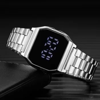 Prabanga Skaitmeniniai Laikrodžiai Vyrams, Moterims, Elektroninių LED Laikrodį Mados Aukso Skiedra Nerūdijančio Plieno vyriški Žiūrėti Laikrodis reloj mujer