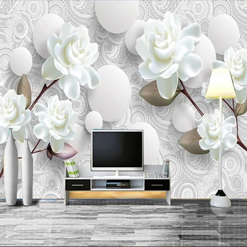 Custom Sienų Tapetai Europos Stiliaus 3D Stereoskopinis Paramos Gėlių Ratas, Kamuolys, TV Foną, Sienų Dekoras, Tapetai Kambarį