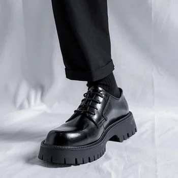 Naujas Žmogus, Japonija Harajuku Korėjos Streetwear Mados Verslo Vestuvių Odos Batų Vyrai, Aukšto Pado Platforma Atsitiktinis Odiniai Batai