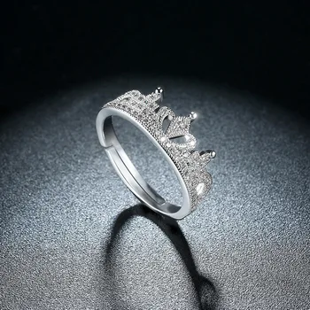 Karūna Crystal Cirkonis Žiedai Moterims Pilnas Deimantų Moissanite Žiedai Perlas Inkrustacijos Vestuvinis Žiedas Papuošalai