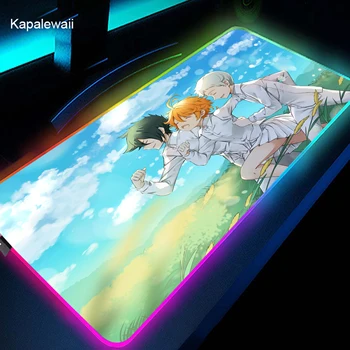 RGB Pažadėjo Neverland Pelės Mygtukai Anime Stalas Kilimėlis PC Gamer Kompiuteris XXL Varmilo Klaviatūros Kilimų Žaidimų Kilimėlis Priedai